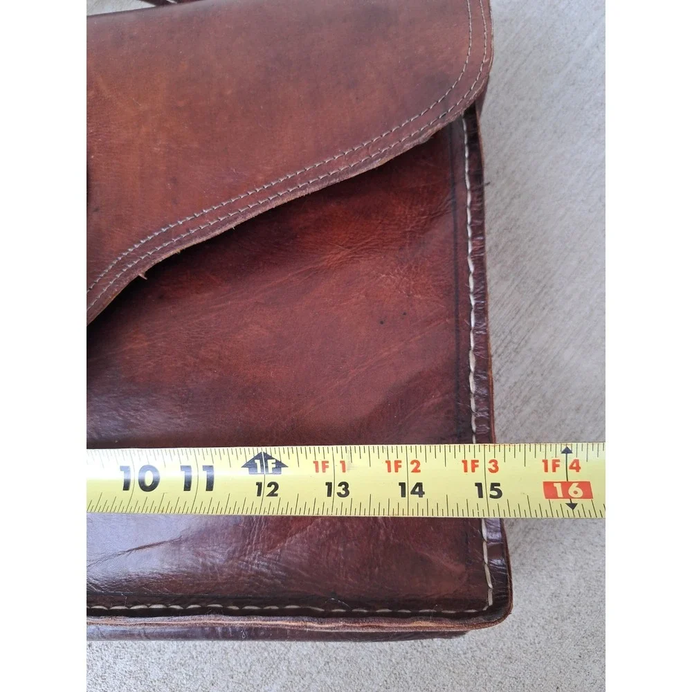 Large‎ Satchel Handcrafted Genuine Leather Bag Briefcase Dark Brown